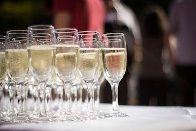Glasses of fizz ready to welcome CommCon attendees