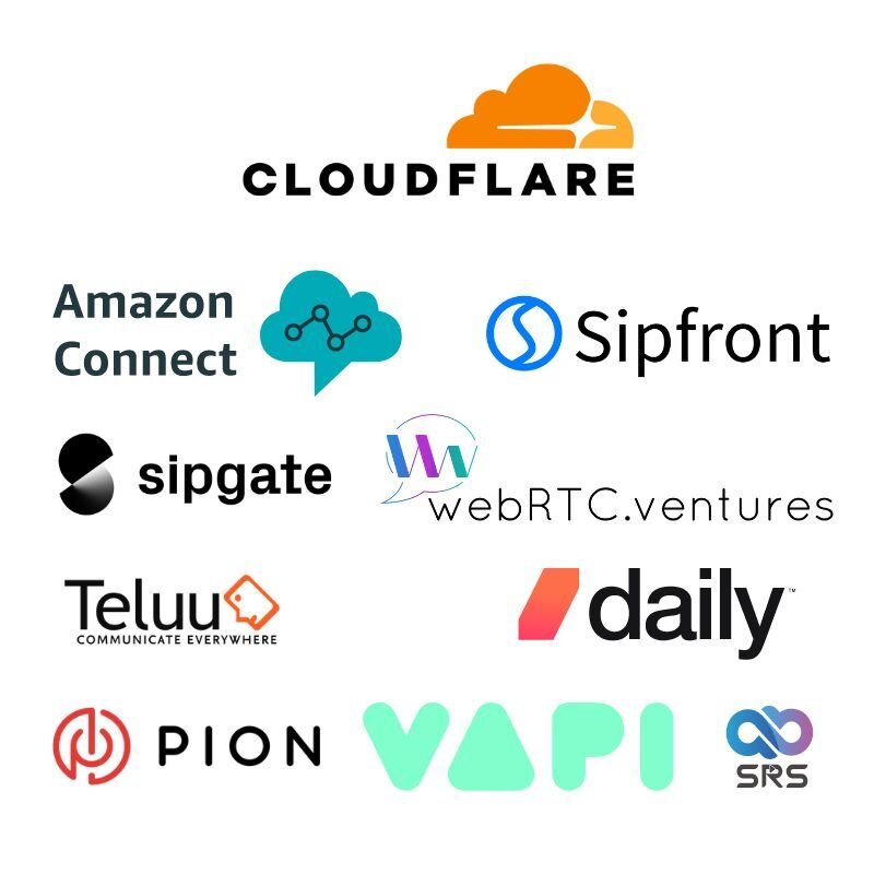 Cloudflare, Amazon Connect, Sipfront, Sipgate, WebRTC.Ventures, Teluu, Daily, Pion, VAPI and SRS are sponsoring CommCon 2024